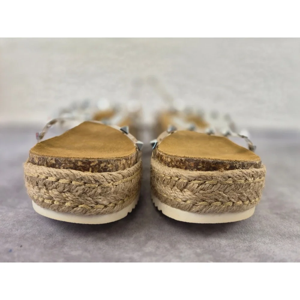 Steve Madden Kailee Clear Studded Espadrille Platform Wedge Sandals Mens 9.5